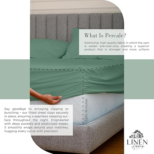 Miniatura 4 de Sábanas de 100% algodón percal, tamaño individual XL, marfil, juego de 4piezas, 1sábana encimera, 1sábana bajera con bolsillos profundos y 2fundas