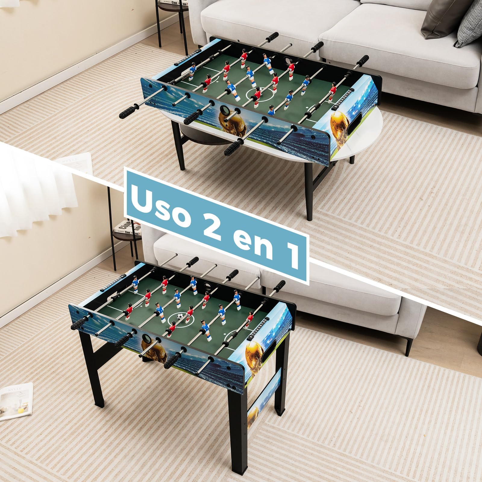 COSTWAY Futbolín de Mesa de 94 cm, Futbolines con Marcador, Patas Extraíbles, Juego de Fútbol para Sala de Juegos, Fiestas, Metegol, Futbolines para Niños y Adultos, 94 x 51 x 68,5 cm