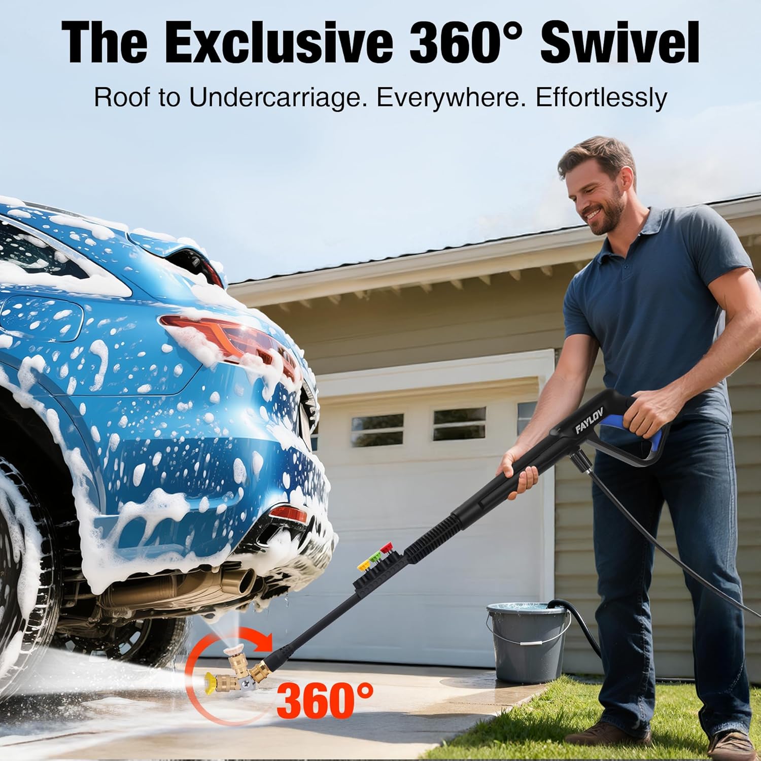 Pressure Washer, 2026 Upgraded Power Washer with No-Bend 360° Nozzle, Pressure Washer Foam Cannon & 4-Nozzle Set, Portable Pressure Washer for Cars & Undercarriage Cleaning Vehicles