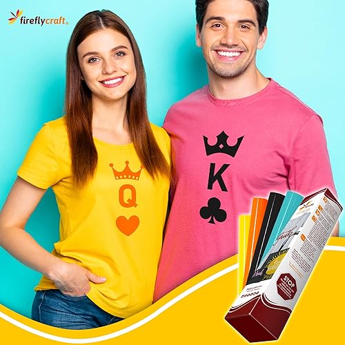 Miniatura 6 de Firefly Craft - Lámina de vinilo de transferencia de calor regular, vinilo HTV, para planchar para usar con Cricut y Silhouette, vinilo de prensa de