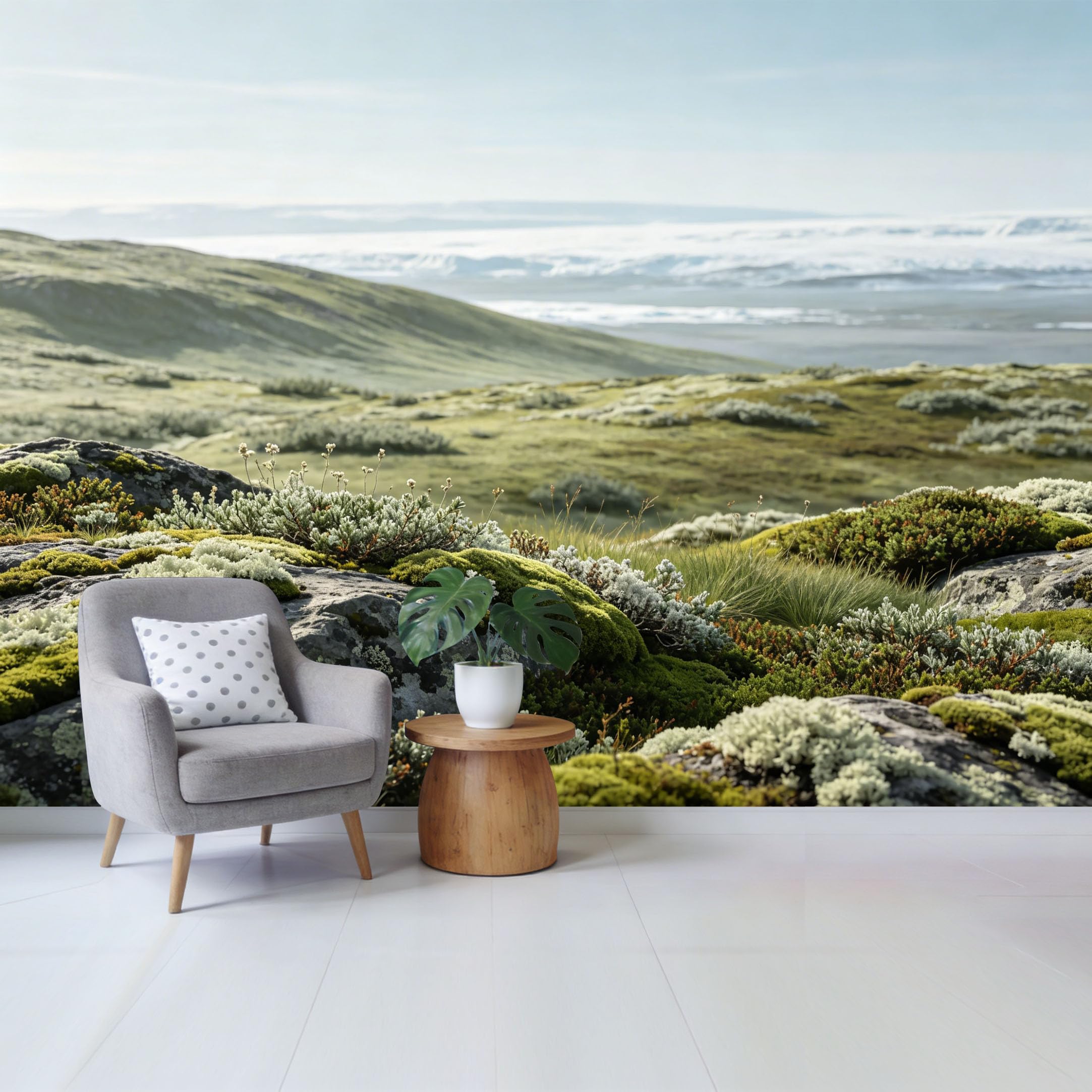 Qzlithotic Yq2605250465 Custom Size Wall Mural Nordic Mountain Landscape Mossy Rocky Hill Natural Scenery Selfadhesive Wall Fabric Removable Wallpaper For Home Office Decor