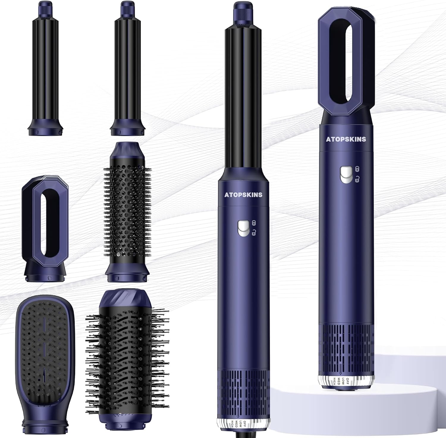 1000 W haardroger, luchtstyler, 6-in-1 haarstyler met föhnborstel, automatische luchtkruller, stijlborstel, voor drogen, krullen, gladmaken