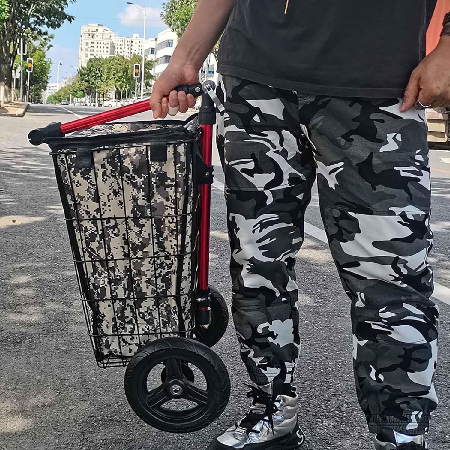 Bike Cargo Trailer,Bicycle Connection Portable Trailer,Multipurpose Hand Wagon,Outdoor Travel,for Camping