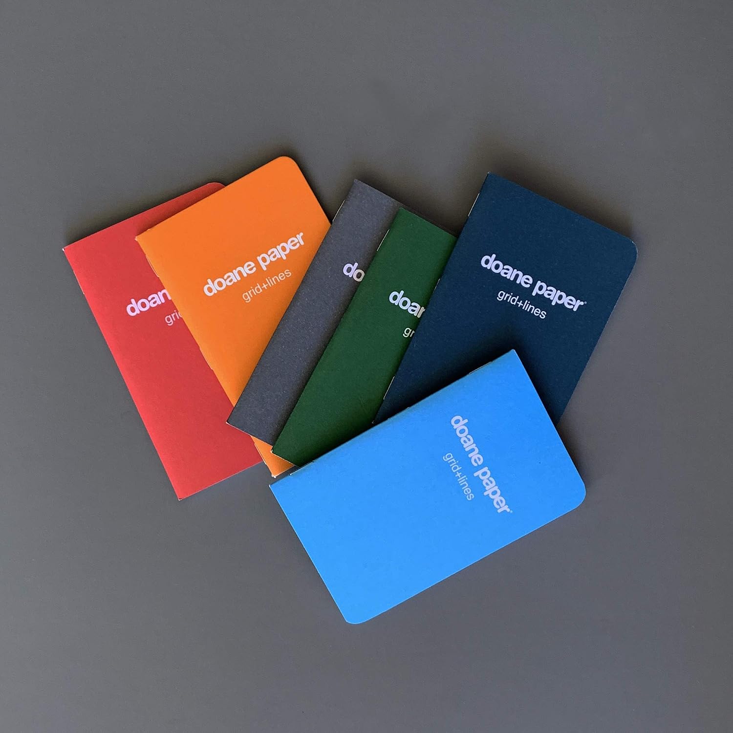 Doane Paper Grid + Lines Small Utility Pocket Sized Composition Notebook, 6 Pack, Unique Graph & Lined Ruling, 5.5" x 3.5" 24 Sheets, Assorted Colors