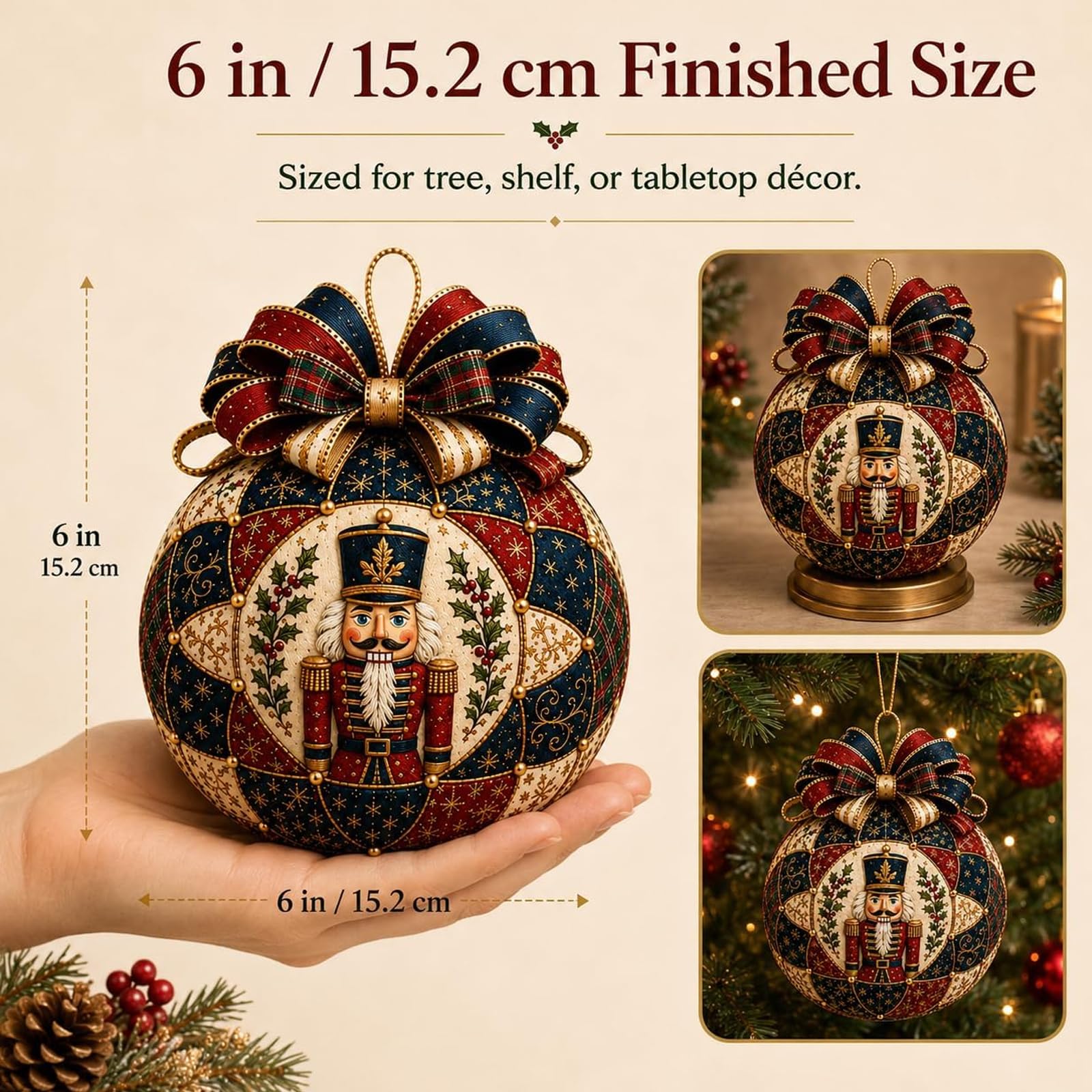 Kit Fai-da-Te per Ornamenti Patchwork di Classici di Natale, Decorazioni Festive