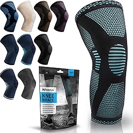 POWERLIX Knee Compression Sleeve - Best Knee Brace for Knee Pain for Men & Women - Knee Support for Running, Basketball, Volleyball, Weightlifting, Gym, Workout, Sports - (Light Blue XL)