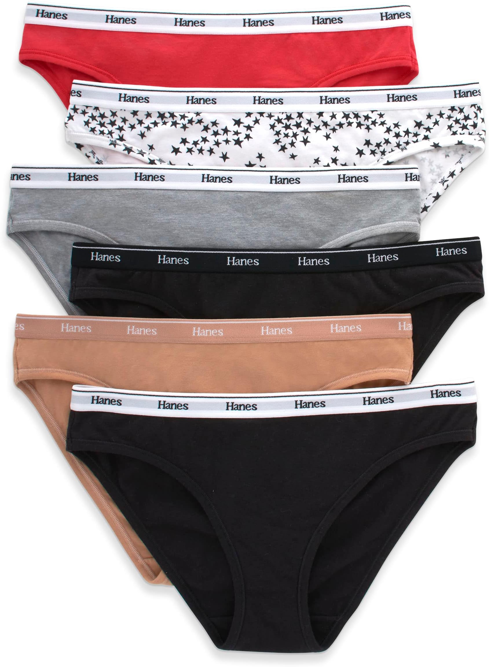womens Originals Bikini Panties, Breathable Stretch Cotton Underwear, Assorted, 6-pack Bikini Style Underwear (pack of 6)