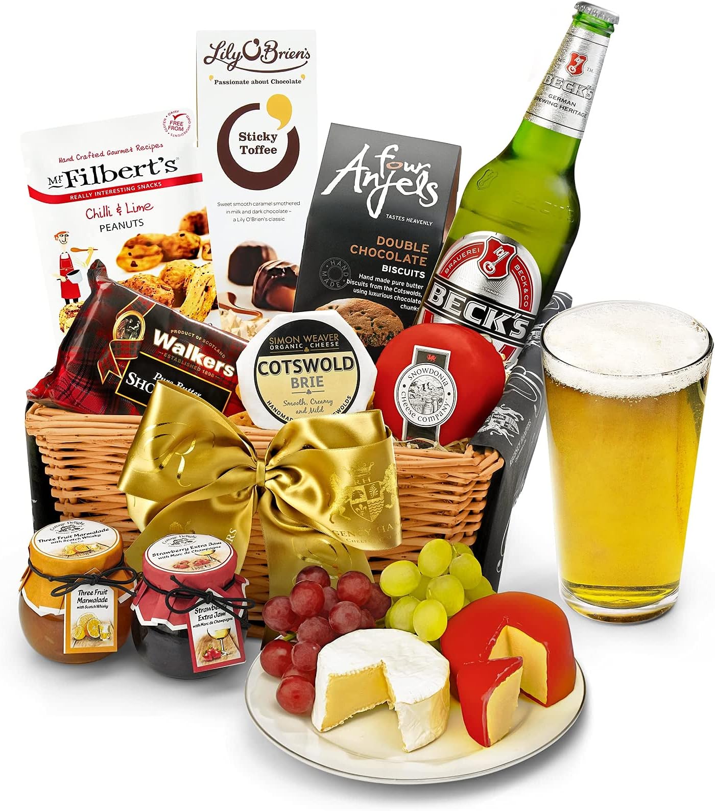 Downton Beer Hamper - Premium Ale Gift Set with Mature Cheddar, Organic Brie, Shortbread, Chocolates - Beer Gifts For Men, Birthday Alcohol Presents, from Regency Hampers