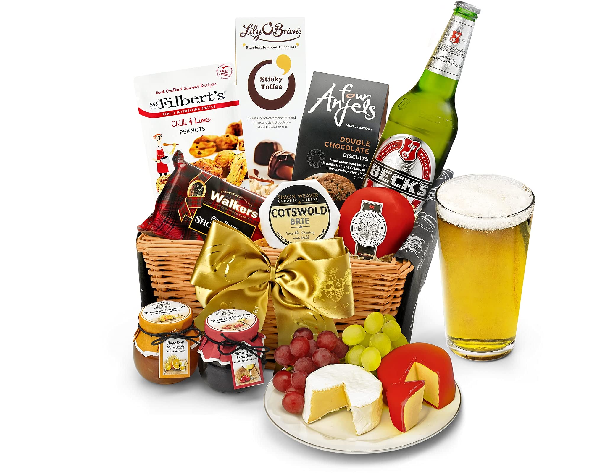 Downton Beer Hamper - Premium Ale Gift Set with Mature Cheddar, Organic Brie, Shortbread, Chocolates - Beer Gifts For Men, Birthday Alcohol Presents, from Regency Hampers