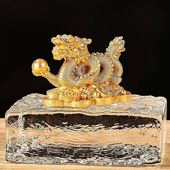 Amazon.co.jp: 中国のドラゴンの置物 - お金の上の龍像と置物