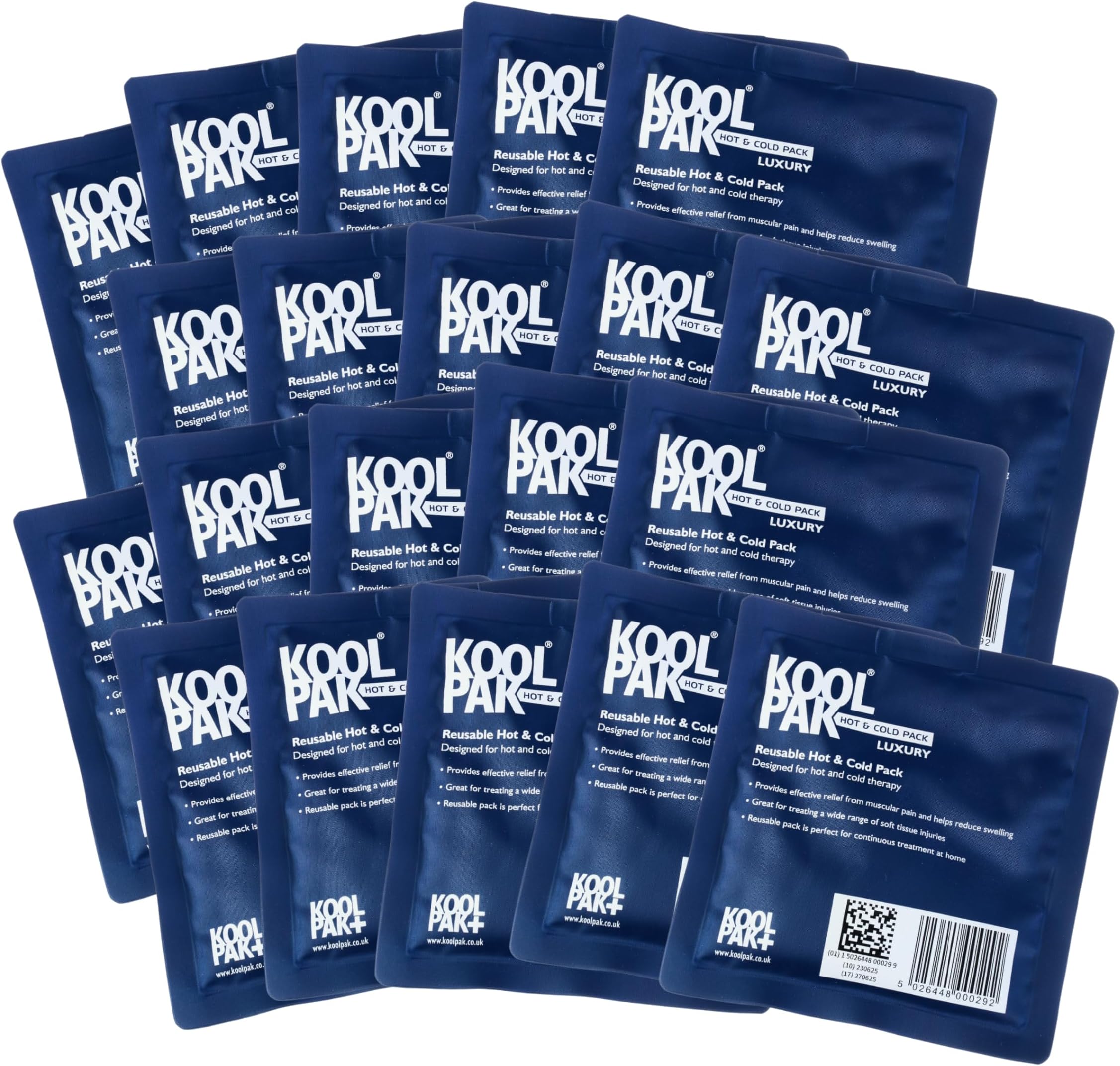 Koolpak Luxury Reusable Hot and Cold Pack - Small - 13 x 14cm 20 Pack, Blue