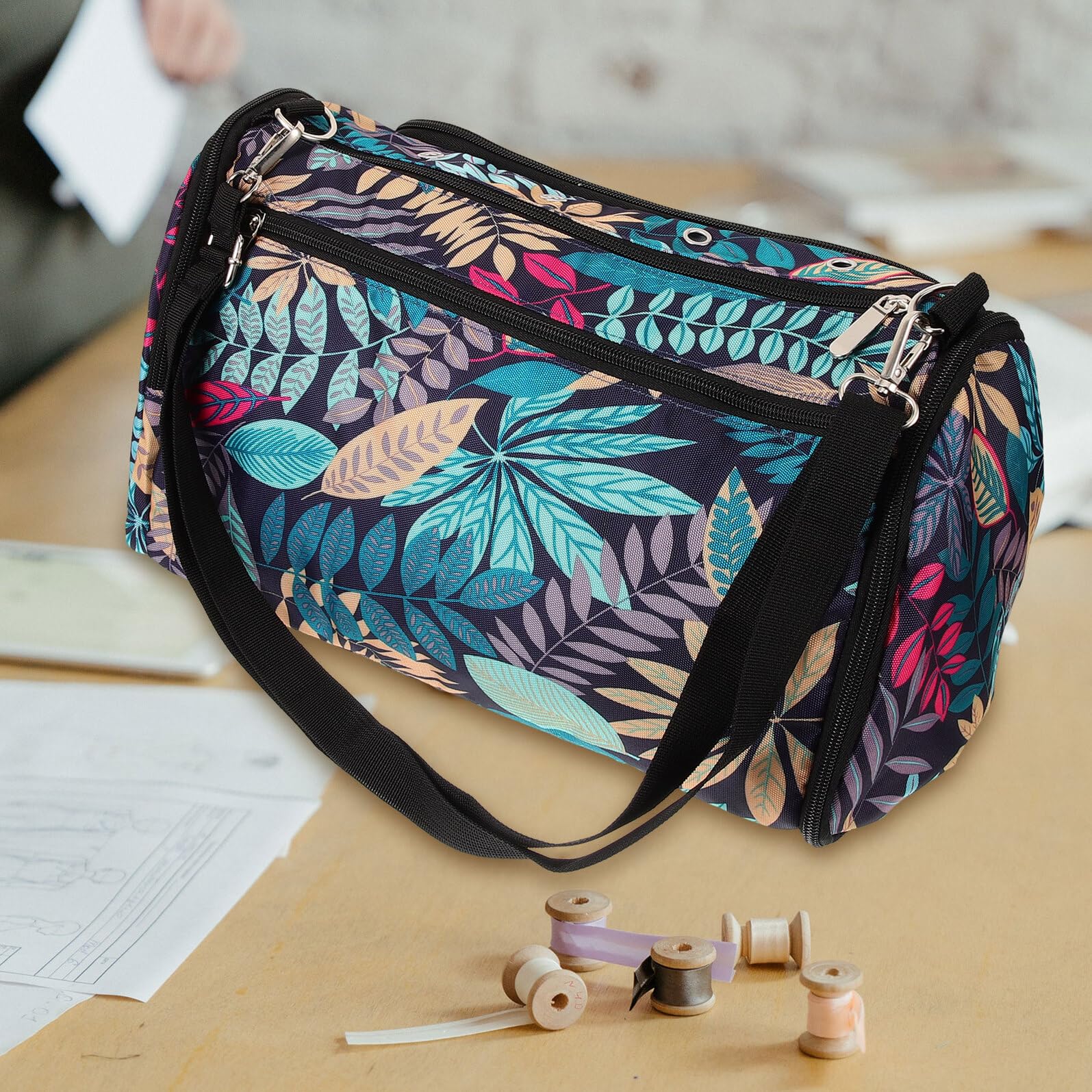 Bolsa Organizadora para Ganchillos de Crochet con Doble y Cremallera Bolsa de Almacenamiento Resistente y Ligera para Accesorios de Punto y Bordado Diseño Elegante y Portátil para