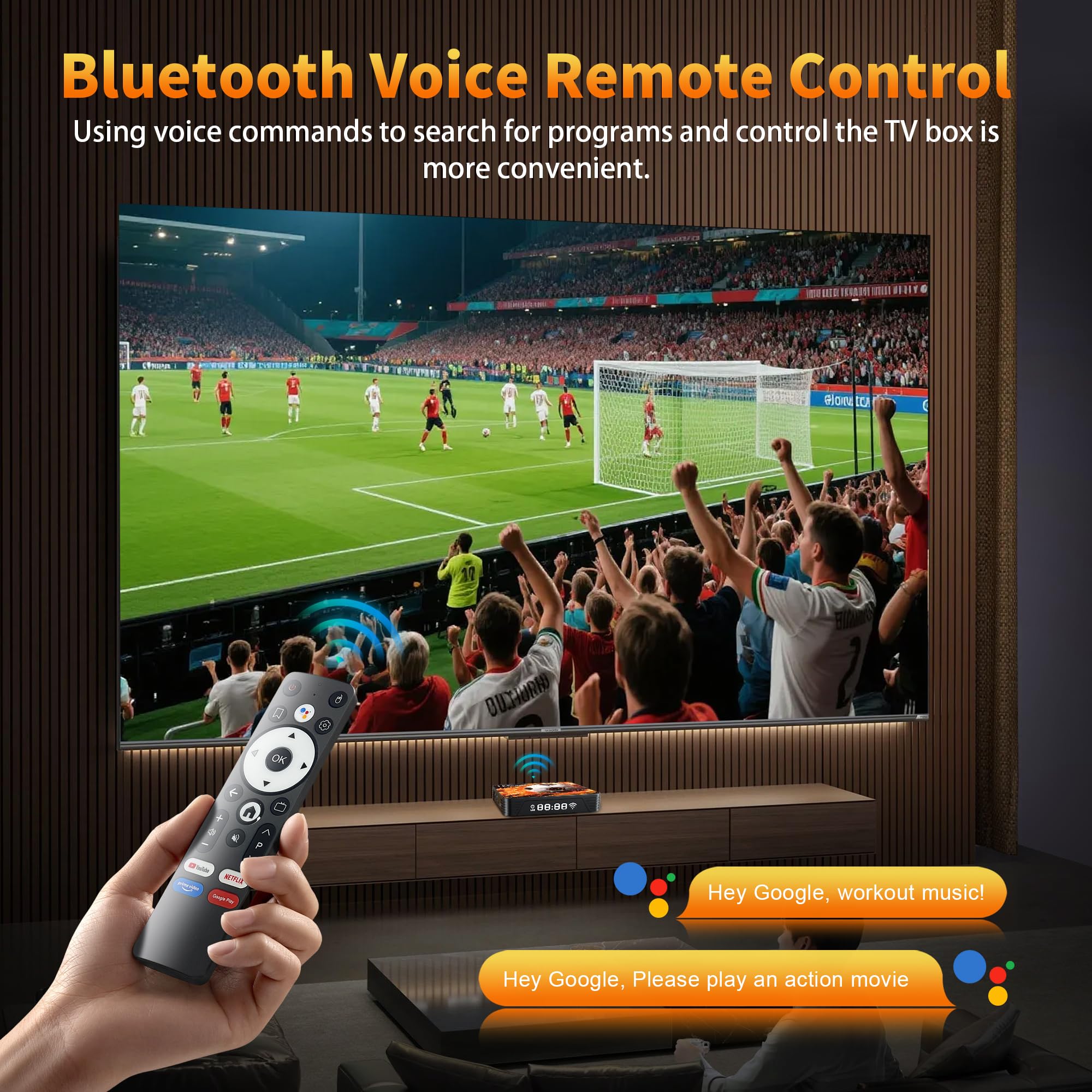 Android 14.0 TV Box 4K@60FPS Android Box 4G RAM 32G ROM RK3528 HD 8K UHD Smart TV Box Multimediale in Streaming Player 2,4 GHz 5,0GHz Doppio WiFi6 HDR10 BT5 10/100M LAN Enternet Telecomando Bluetooth