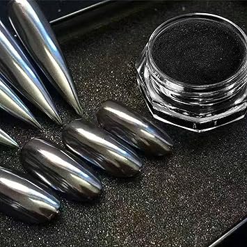 Black Chrome Nail Powder for Gel Polish Decoration Metallic Mirror Effect Holographic Nail Glitter for Nail Art