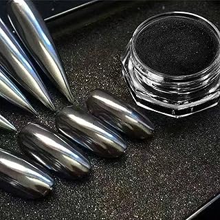 Chrome Nail Powder,Black Chrome Nail Powder for Gel Polish Decoration Metallic Mirror Effect Holographic Nail Glitter for Nail Art