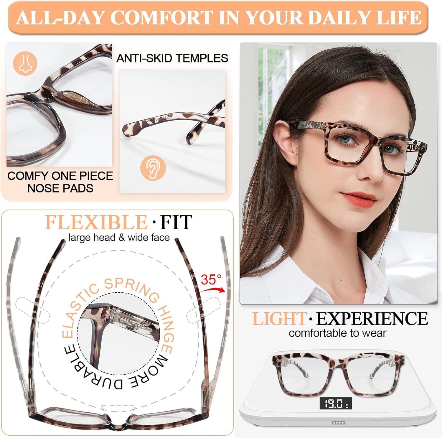 MARE AZZURO Large Bifocal Reading Glasses Women Blue Light Blocking Readers 1.0 1.25 1.5 1.75 2.0 2.25 2.5 2.75 3.0 3.5 - Image 4