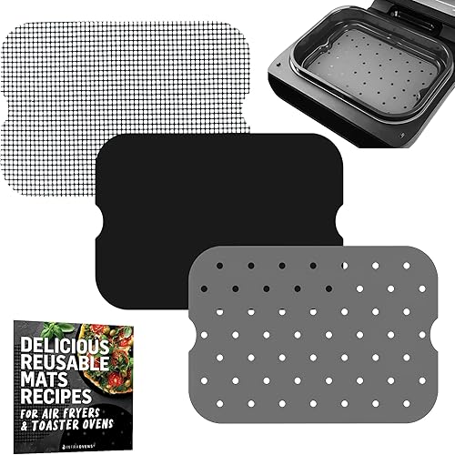 Accesorios para freidora de aire Ninja Foodi Smart XL FG551 Forros reutilizables con libro de recetas para freidora de aire, alfombrilla resistente