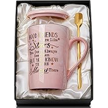 女闺蜜生日礼物,女朋友友谊礼物,给她的独特生日情人节礼物创意,女朋友,闺蜜,BFF 陶瓷大理石咖啡杯礼盒印刷金色 14 盎司