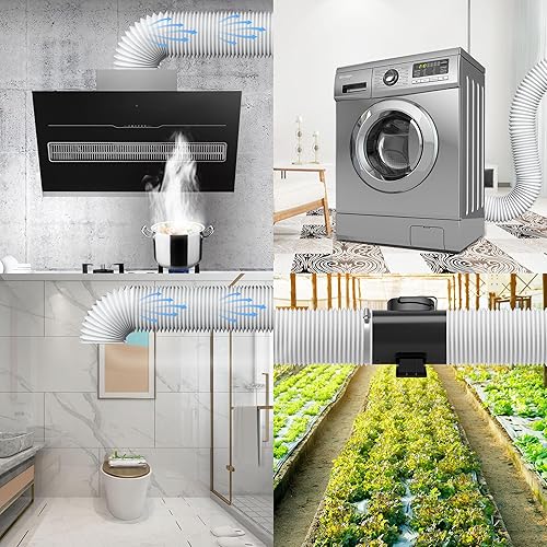 Miniatura 7 de Manguera de ventilación para secadora, conductos de aire de PVC de aluminio flexible para ventilación HVAC, filtro de ventilador de cocina, escape