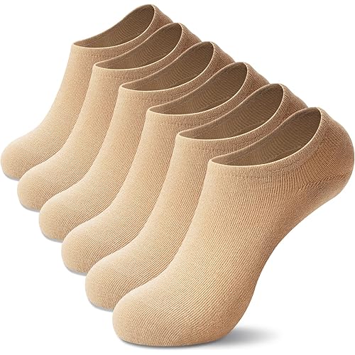 WISVOOO 6 Pairs No Show Socks Women Non Slip Invisible Liner Socks for Flats Cotton Hidden Socks