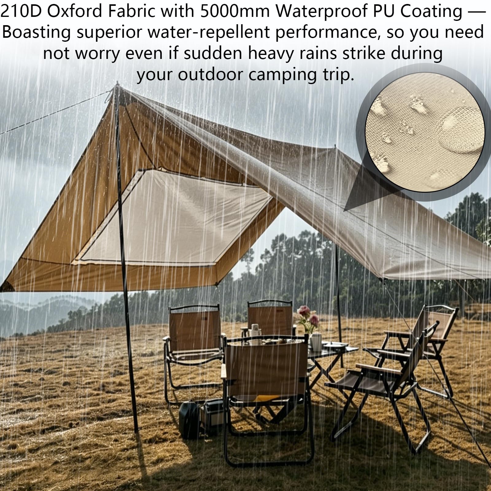 Wohnmobil Markise 2,8 x 4,8 m, mit Moskitonetz, Aufbewahrungstasche, Doppellagige Camping-Plane, Wasser- und sonnenschutzbeschichtet, passend für Wohnmobile, kleine Kastenwagen(Ohne Stützstange)