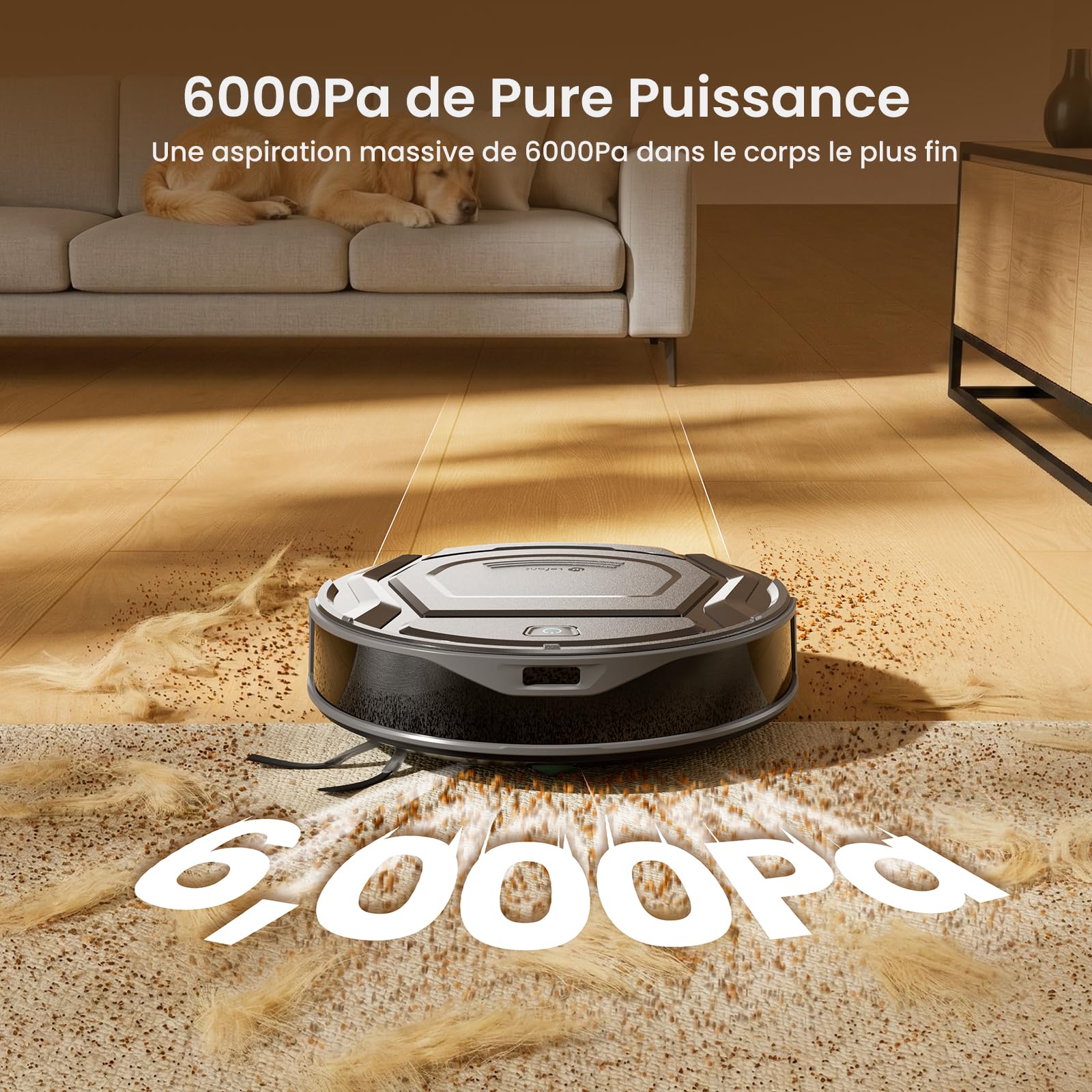 Lefant M210 Plus Robot Aspirateur Laveur 6000Pa, Station Auto-Vidage 2L