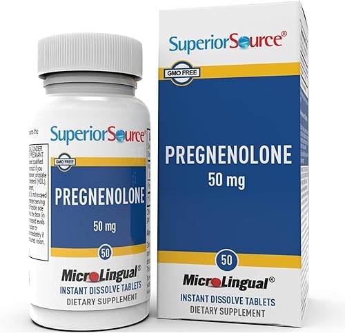 Superior Source Pregnenolone 50 mg, tabletas microlingües de disolución rápida, 50 unidades, apoya la memoria, el sistema inmunológico y el