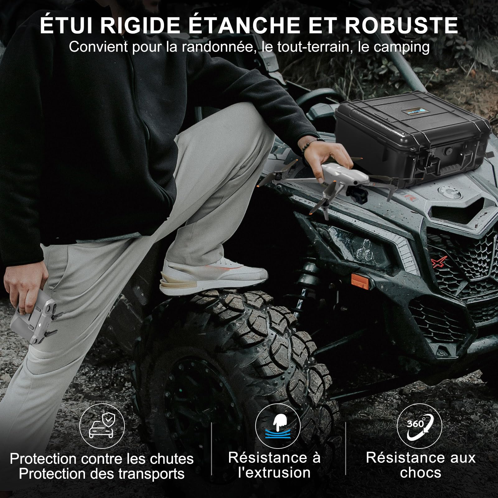 Étui étanche LEKUFEE Pour DJI Air 3S/Air 3 - Valise Rigide Avec Mousse EVA Sur Mesure Pour Drone Et Accessoires