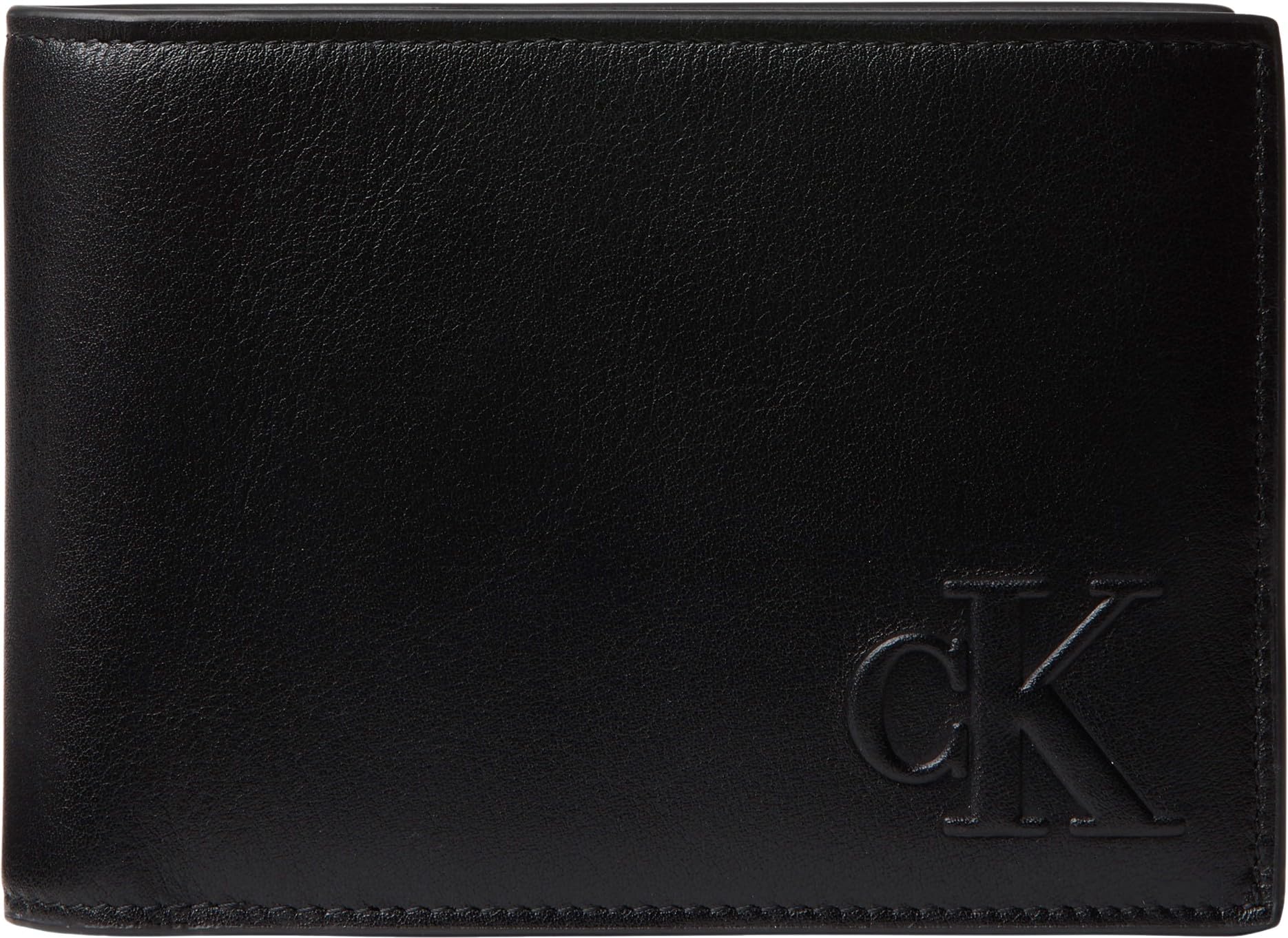 Calvin Klein Men's Black Leather Bifold Wallet With Card Slots - Wallets & Cardholders - One Size - Accessories