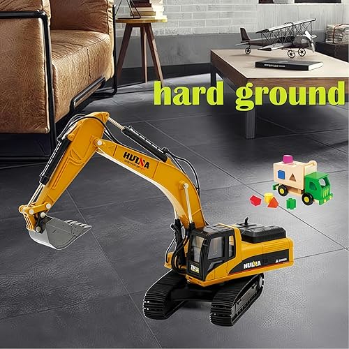 Miniatura 9 de Qcar Excavadora grande para vehículos de construcción, excavadora hidráulica de aleación resistente, escala 140, camión de juguete para niños de 8,