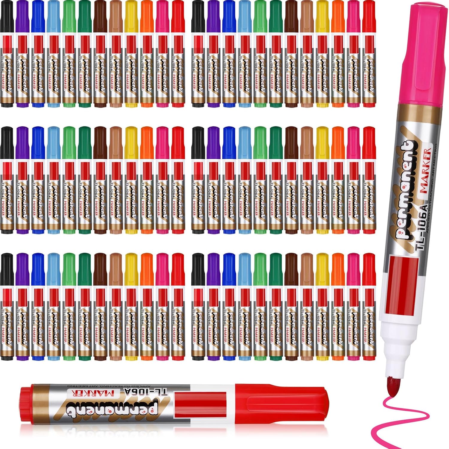 Kosiz 72 Pcs Permanent Markers Bulk Jumbo Permanent Markers Set 12 Assorted Colors