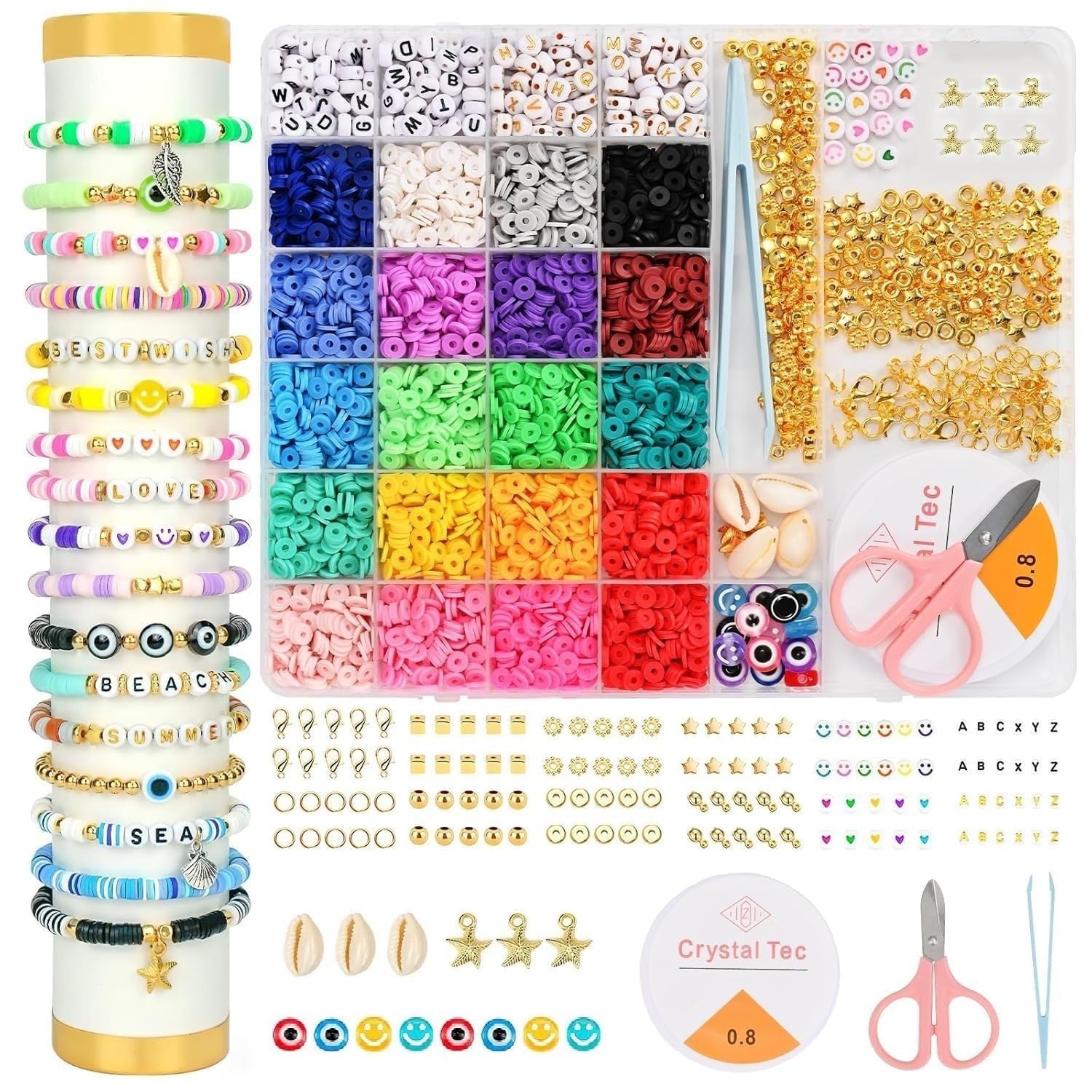 KHAMKARI Big Bracelet Making Kit for Girls DIY Jewelry Beads Set with Charms Strings Tools Friendship Bracelet Craft Kit Gift Toy for Kids Teens Age 6 to 13 Valentine Birthday Return Gift (19 X 13.5 cm) (Multicolor) Pack of 1