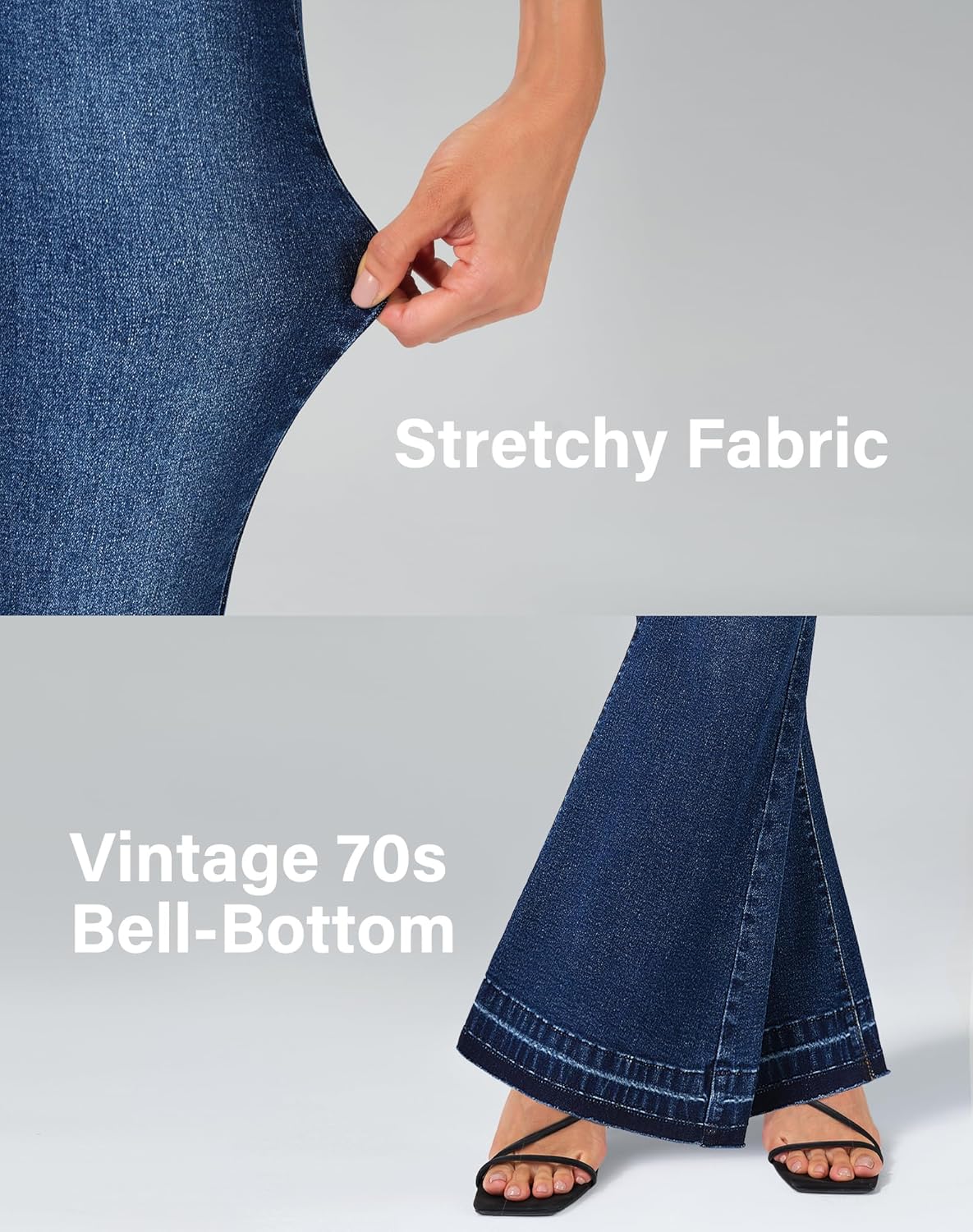 roswear Bell Bottom Jeans for Women High Waist Stretchy Flare Jeans Denim Trousers Pants - Image 7