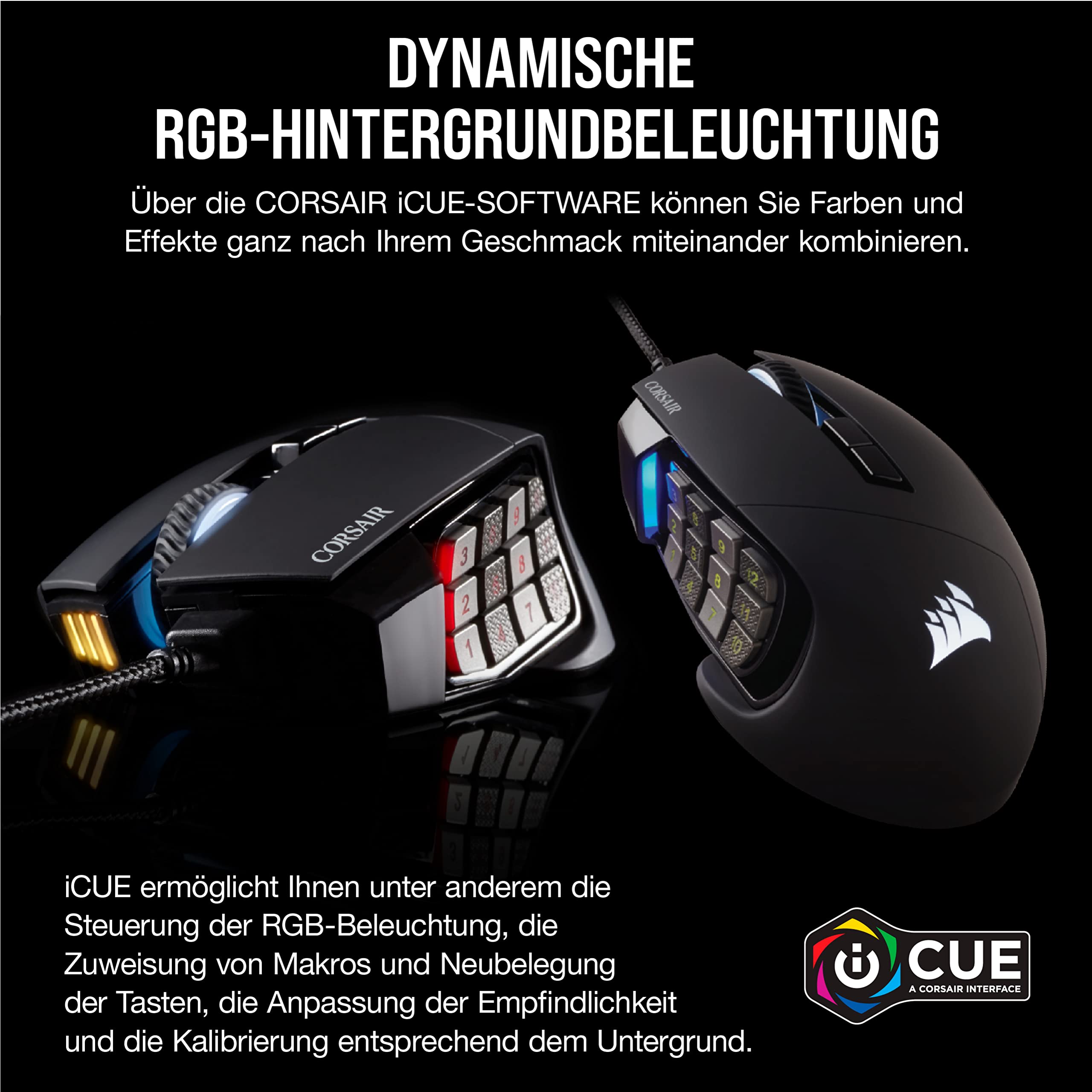 Corsair Scimitar RGB Elite Kabelgebundene Gaming-Maus Schwarz 18.000 DPI 17 programmierbare Tasten iCUE-Kompatibel PC Mac PS5 PS4 Xbox