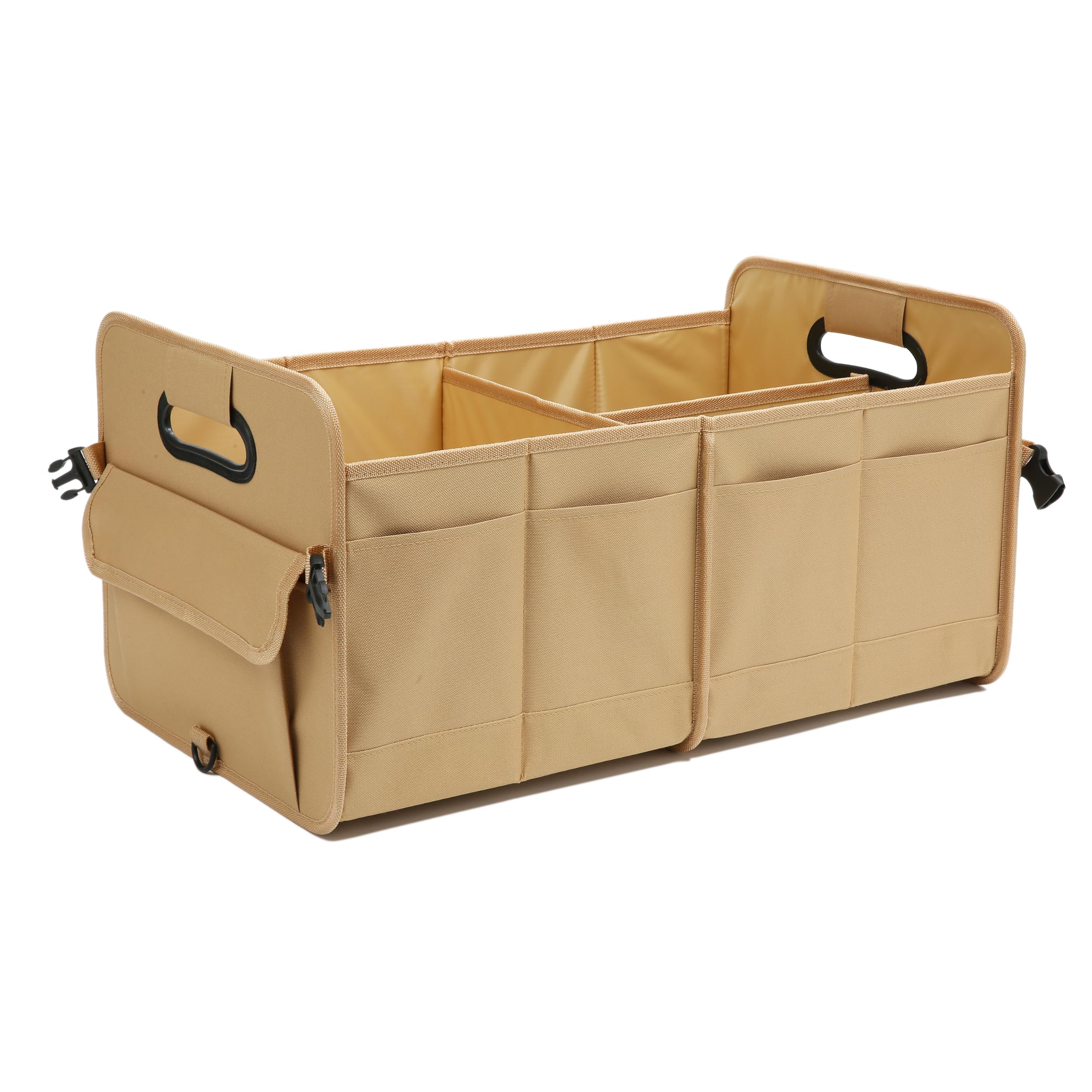 Car Trunk Organizer Car Storage Organizer Collapsible Multi Compartment Car Organizer Adjustable Straps Car Organizer for SUV(Ginger)