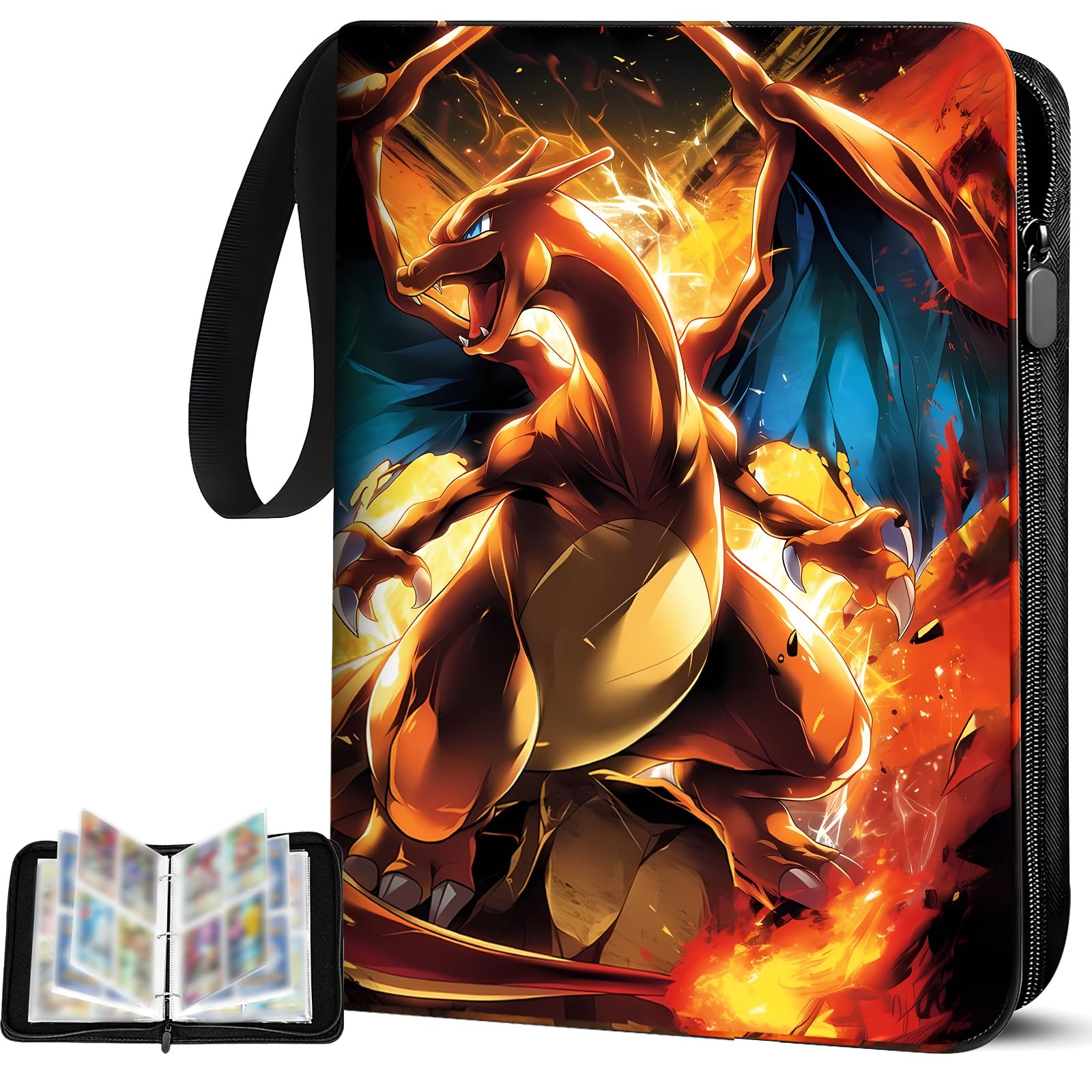 HSHHOOM 4 Pocket Card Binder, 50 Pages 400 Pockets Binder, PU Card Folder, Portable Card Book for Collector (400)