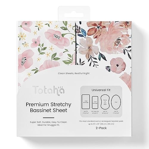 TotAha Sábanas elásticas de alta calidad para moisés para bebé, sábanas cómodas y sedosas para cuna de 18 x 36 pulgadas para colchón ovalado,