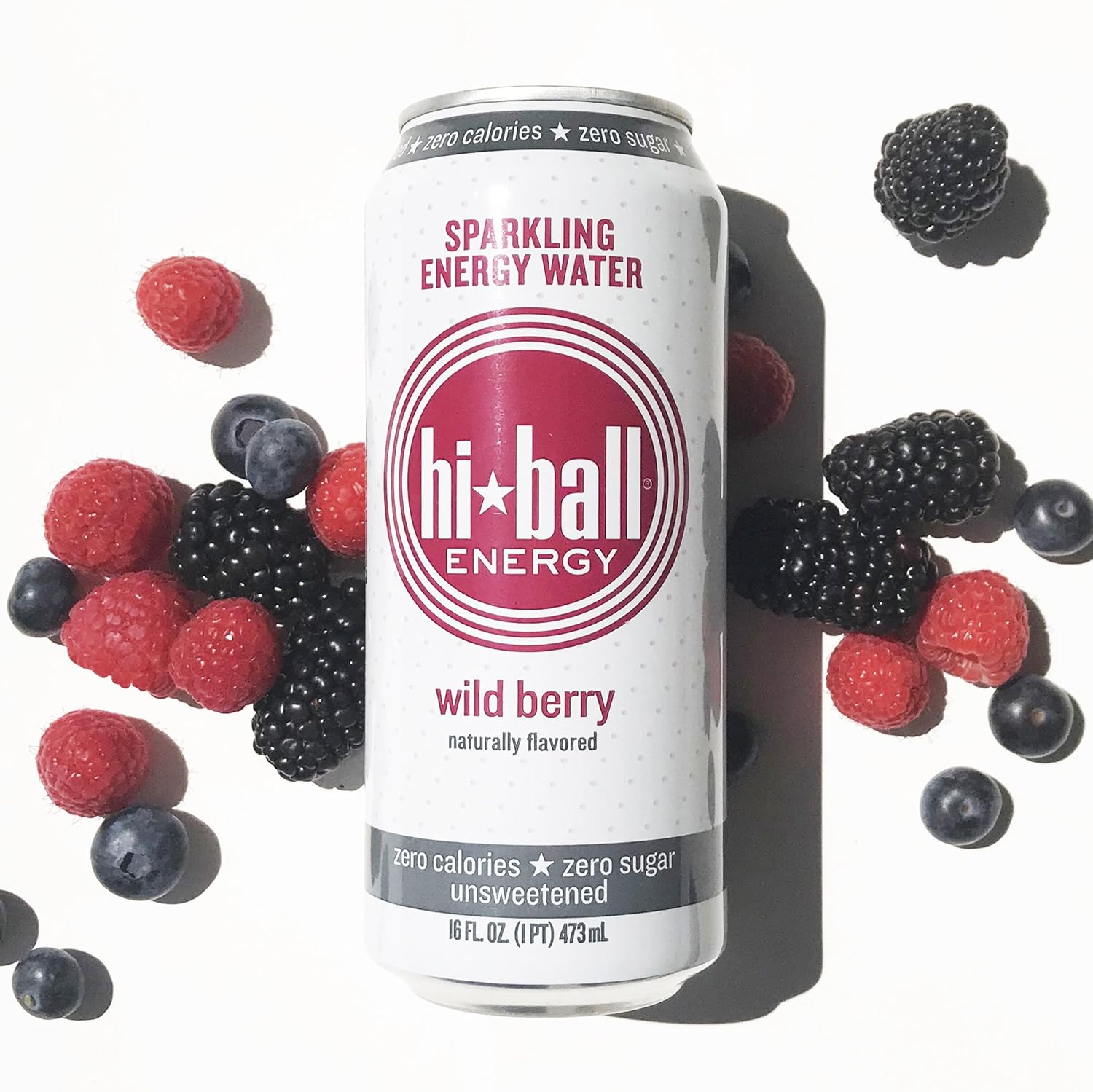 Hiball Energy Sparkling Water, Wild Berry, 16 Fl. Oz (Pack of 12)