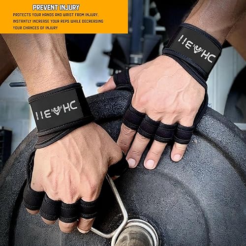 Miniatura 2 de Guantes de levantamiento de pesas súper agarre para hombres y mujeres, guantes de gimnasio ventilados con muñequeras de 16 pulgadas, ideales para
