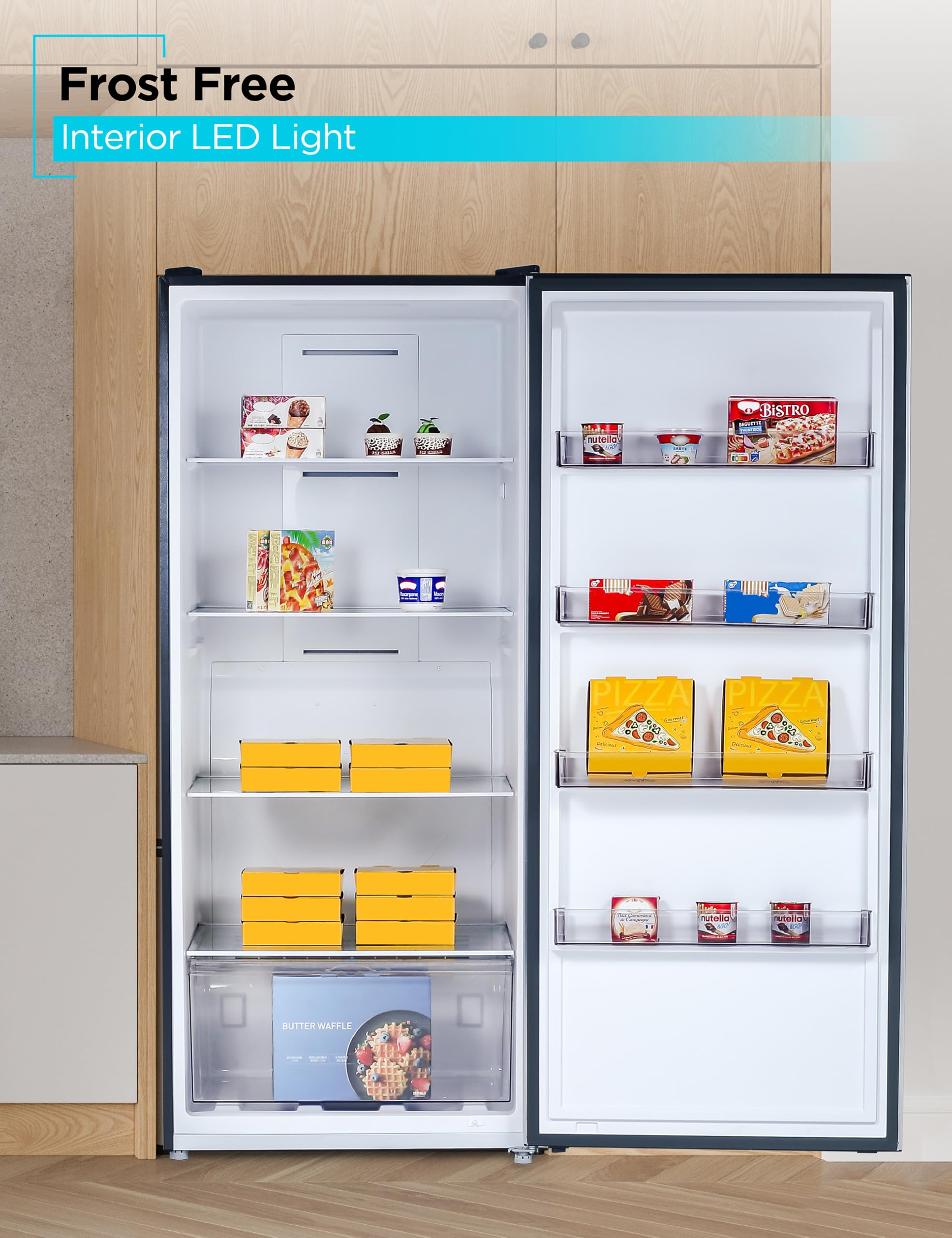 Black+Decker 21 Cu. Ft. Convertible Freezer Refrigerator, Upright Freezer Or All Fridge With Glass Shelves, Reversible Door, R600a Refrigerant, Energy Star Rated, Frost Free, Buc2100js, Stainless Look on Fridge.com - View 4