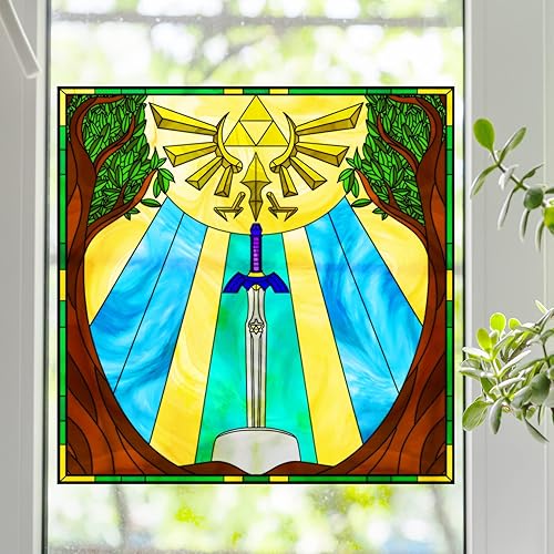 Triforce Sword - Lámina para vidrieras (17 x 17 pulgadas)