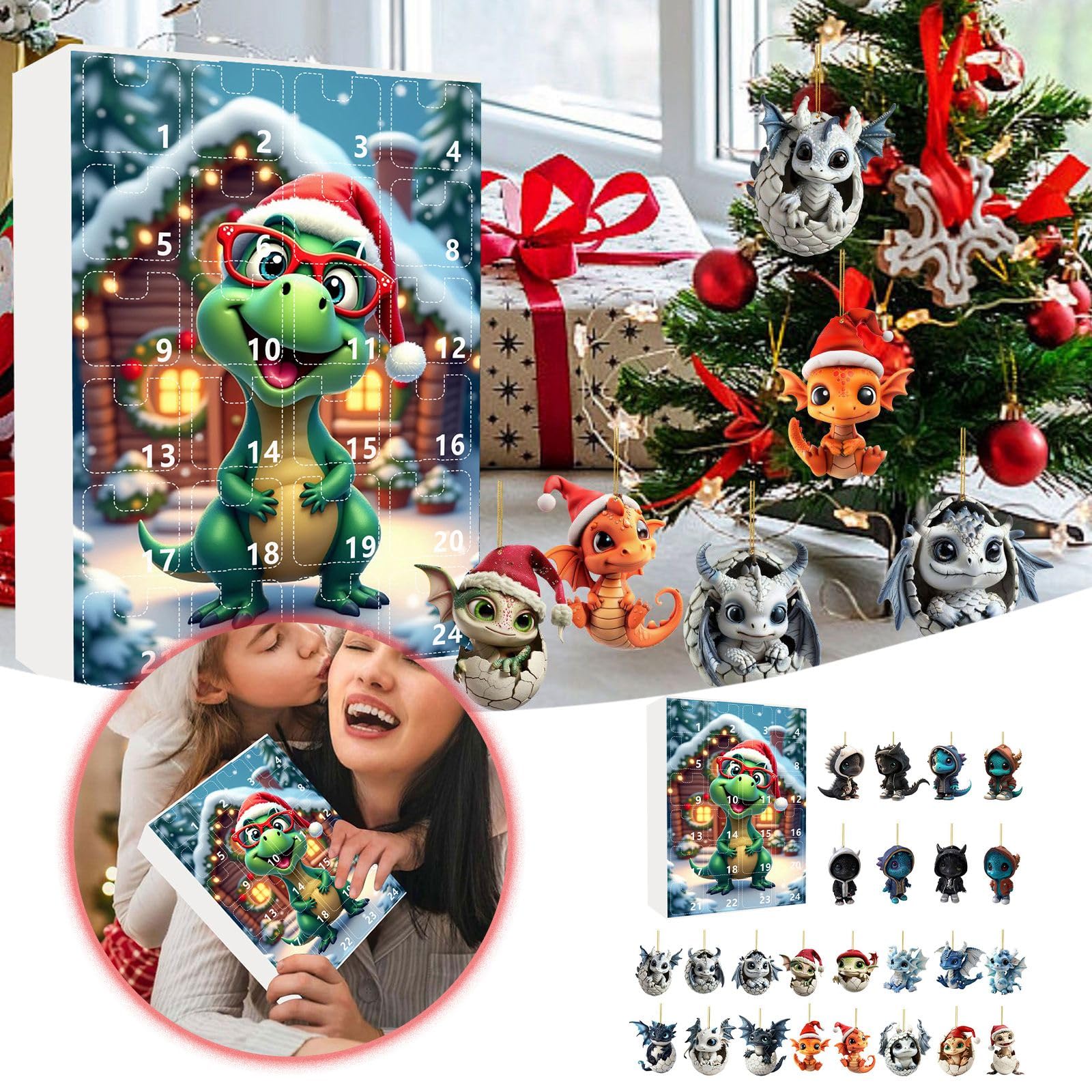 Reloj de cuenta regresiva con Navidad, calendario de Adviento, colección de calendario de Adviento, colección de dinosaurios, colección conmemorativa de Navidad, calendario de Adviento de fútbol 2024