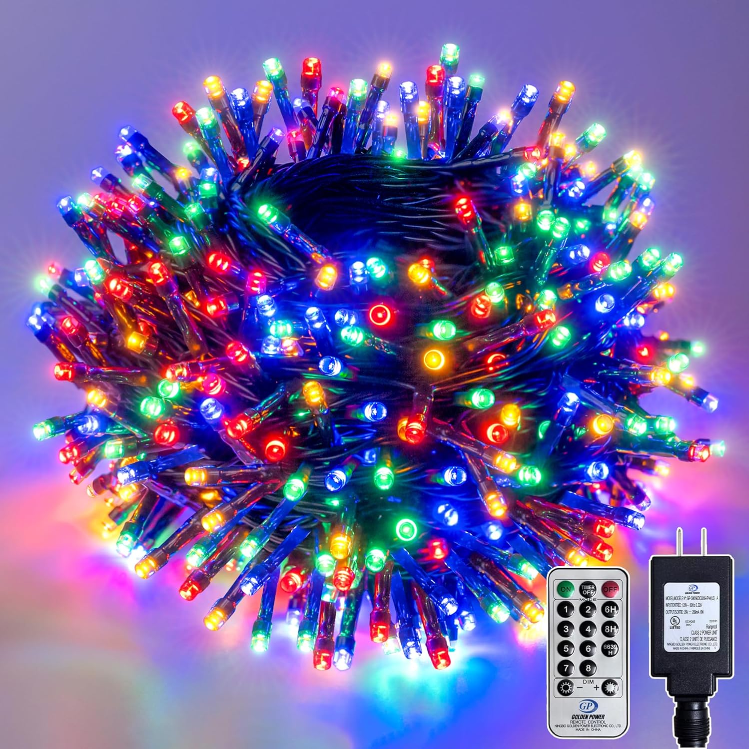 Christmas String Lights 132FT 400 LED Multicolor Dark Green Wire, Indoor Outdoor Waterproof Fairy Lights with 8 Modes Timer Memory Patio Garden Backyard Decoration