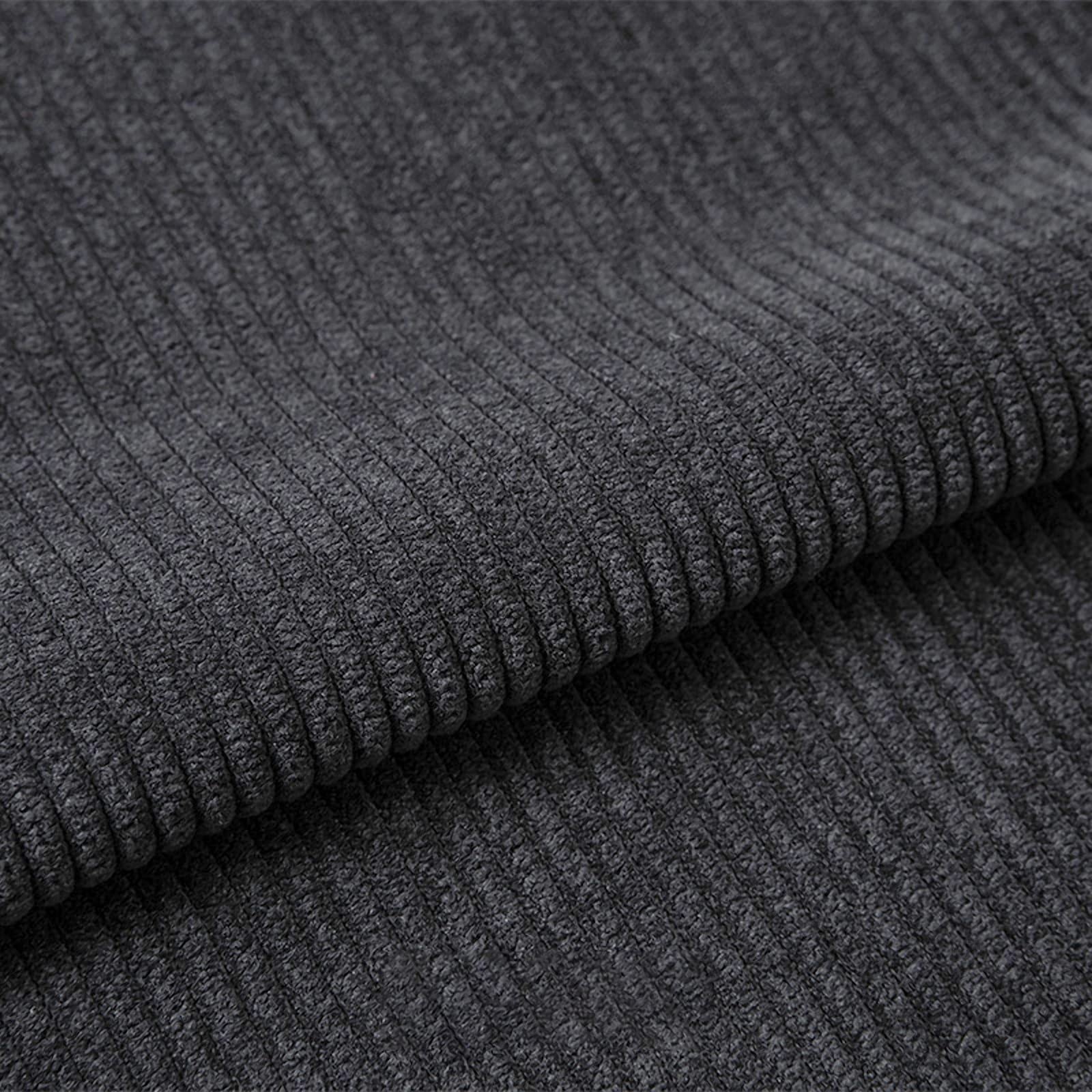 155cm Wide DIY Corduroy Material Fabric, Upholstery Sewing Craft Material Fabric, 22 Solid Colors, Polyester Washable, for Coat Shirt Dress Pants Costume Sofa Throw Pillow Covers (Color : 22 Blcak Gr