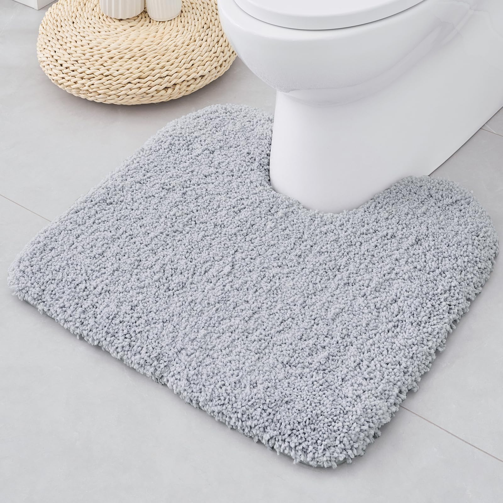 ILANGO Toilet Rugs U Shaped 22" × 24",Soft Absorbent Microfiber Bath Rugs