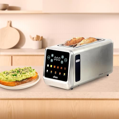 Ufesa One Touch Duo Plus, 1400W Digital Toaster, 2 Slots, LED Display, 6 Levels, Bread, Bagel, Muffin, Waffle, Warm, Defrost, Memory, Crumb Tray - 3