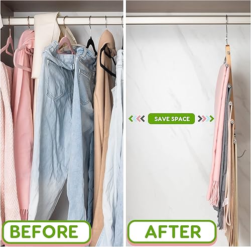 Miniatura 4 de Unjumbly Paquete de 2 perchas mágicas para pantalones, organizador de armario colgante que ahorra espacio para pantalones, jeans, leggings, faldas,