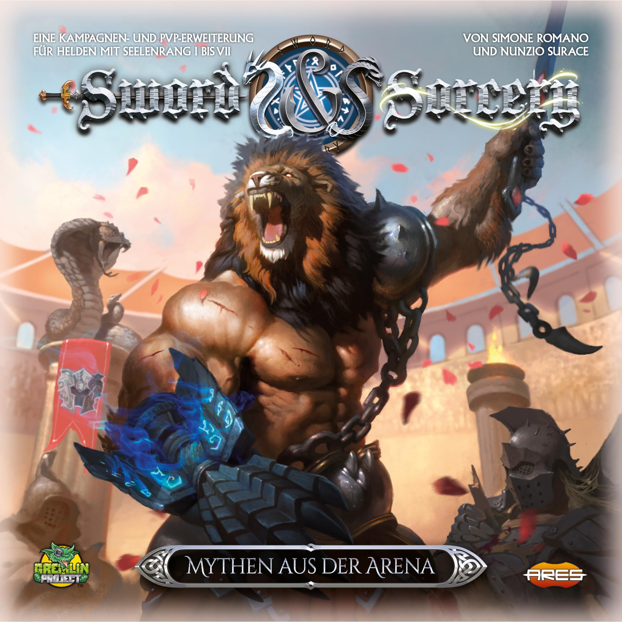 Ares Games, Sword & Sorcery – Mity z areny, rozszerzenie kampanii, gra ekspercka, Dungeon Crawler, 1-5 graczy, od 13 lat, 30-150 minut, niemiecki