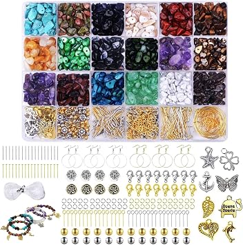 Xkqjlp 1180Pcs Crystal Beads for Jewellery Making Kit Beads for Bracelet Making Gemstone Beads for Adult Bracelet Necklace Earring DIY Jewellery Craft