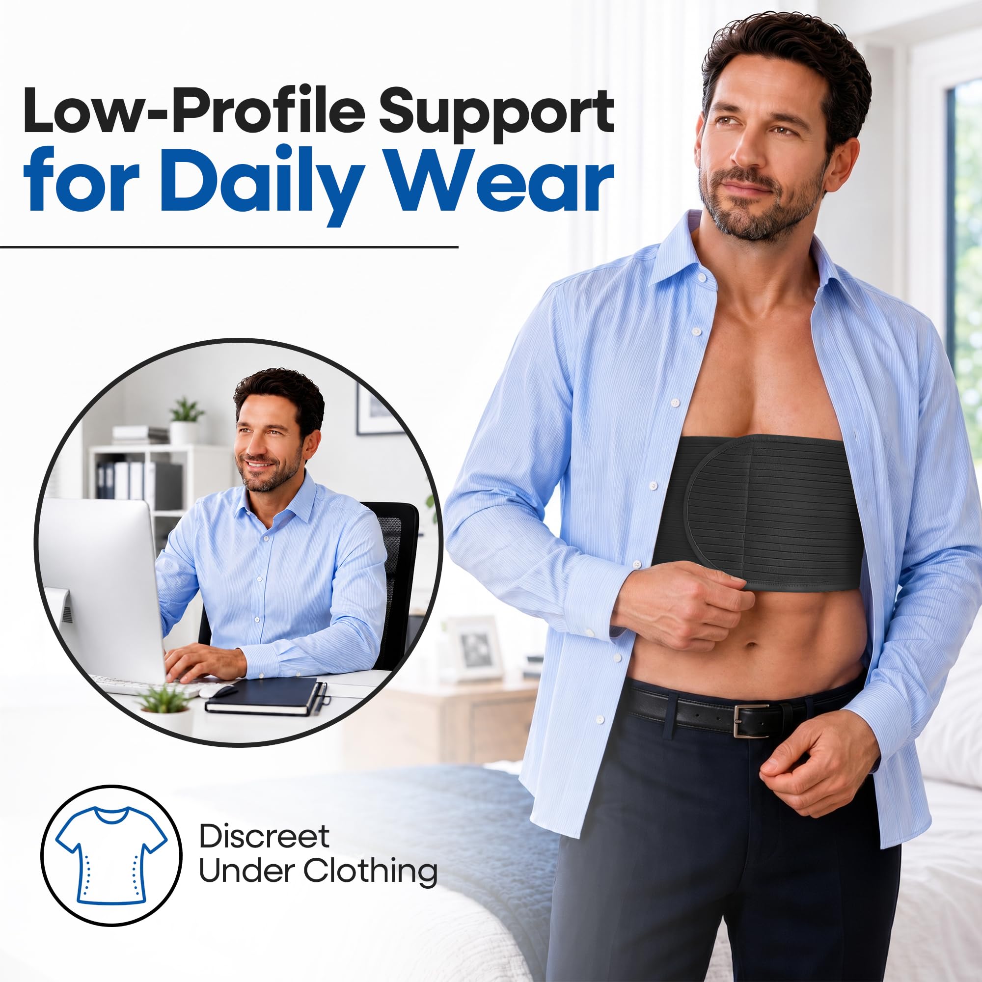 Chest Binder Rib Brace,Rib Belt to reduce Rib Cage Pain Chest Compression Support for Rib Muscle Injuries, Prellungen Ribs or Rib Flare Breathable Chest Wrap Breast Binder for Women or Men (Large/XL)